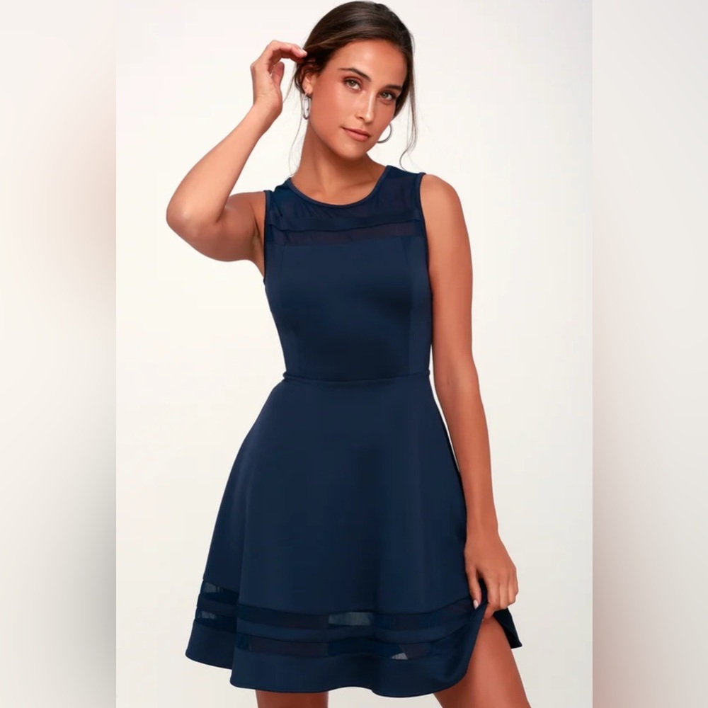 Lulus Final Strech Navy Blue Dress